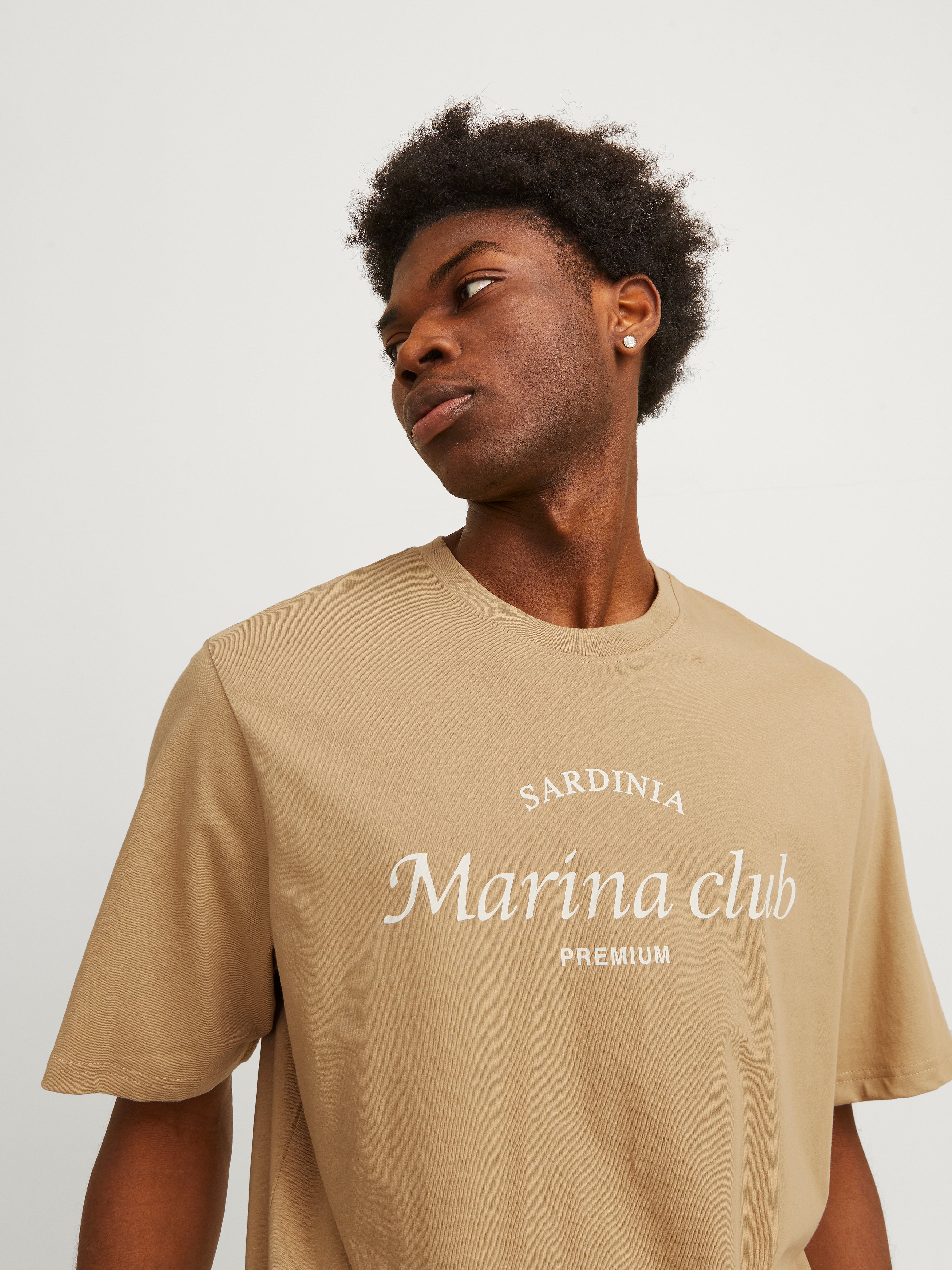 Gedruckt Rundhals T-shirt | Beige | Jack & Jones®