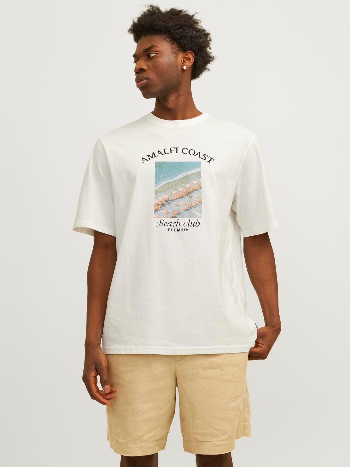 Jack & Jones Gedruckt Rundhals T-shirt -Egret - 12263521