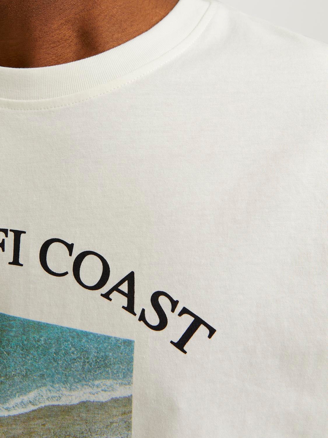 Jack & Jones Printet Crew neck T-shirt -Egret - 12263521