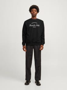 Jack & Jones Printet Sweatshirt med rund hals -Black Onyx - 12263522