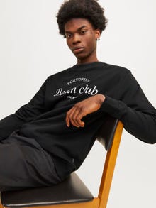 Jack & Jones Printet Sweatshirt med rund hals -Black Onyx - 12263522