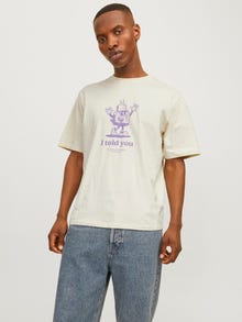 Jack & Jones Gedruckt Rundhals T-shirt -Buttercream - 12263604