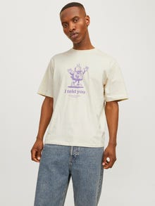 Jack & Jones T-shirt Estampar Decote Redondo -Buttercream - 12263604