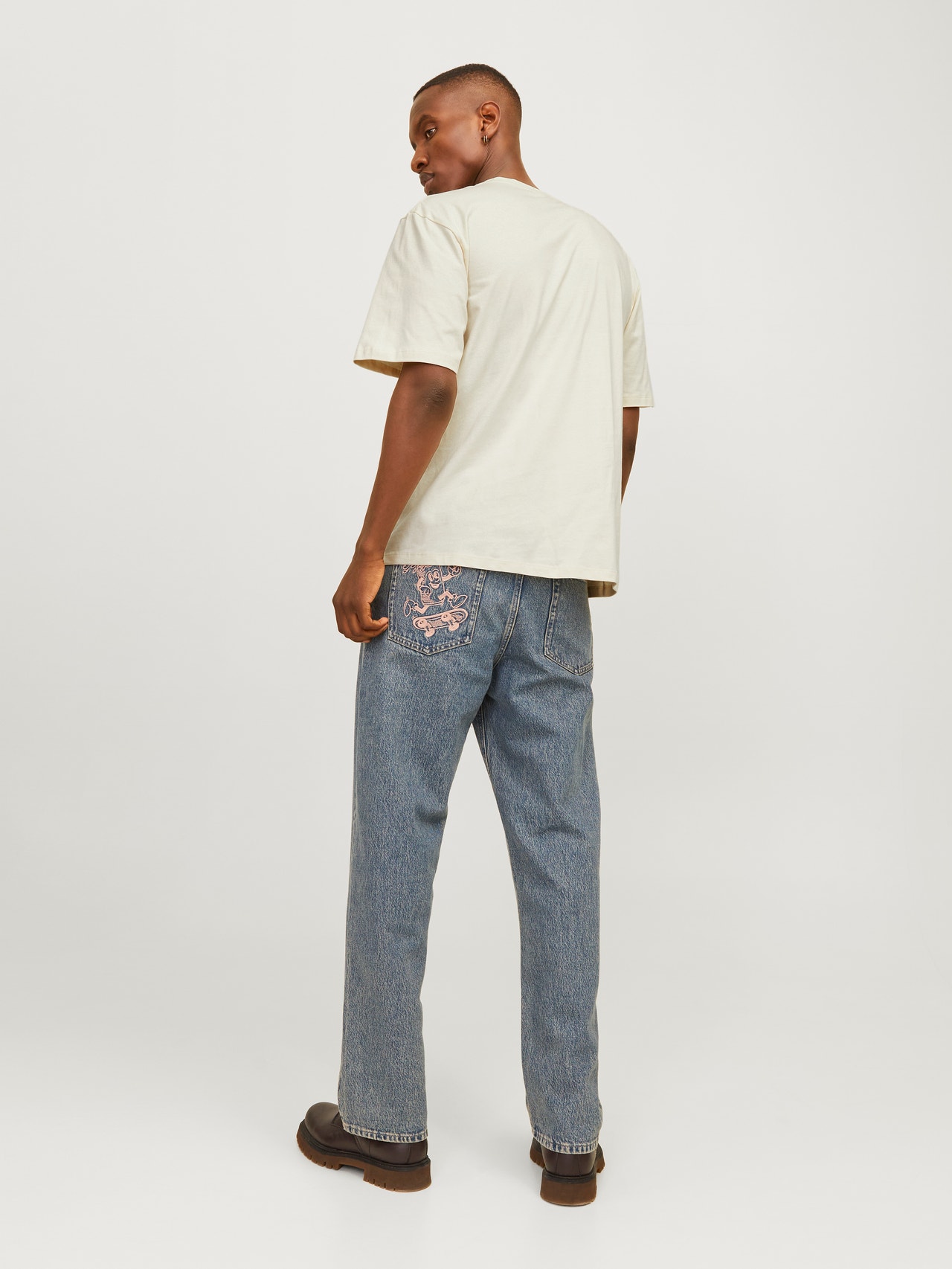 Jack & Jones Trükitud Ümmargune kaelus T-särk -Buttercream - 12263604