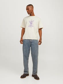 Jack & Jones С принт Врат на екипажа Тениска -Buttercream - 12263604