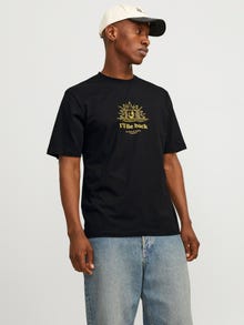 Jack & Jones Printed Crew neck T-shirt -Black - 12263604