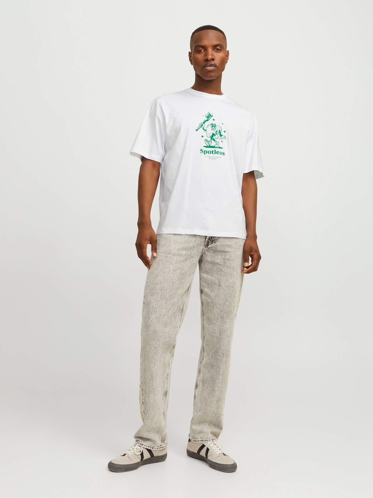 Jack & Jones Spausdintas raštas Apskritas kaklas Marškinėliai -Bright White - 12263604