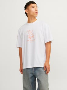 Jack & Jones Painettu Pyöreä pääntie T-paita -Bright White - 12263604