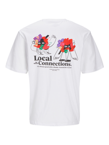 Jack & Jones Tryck Rundringning T-shirt -Bright White - 12263606