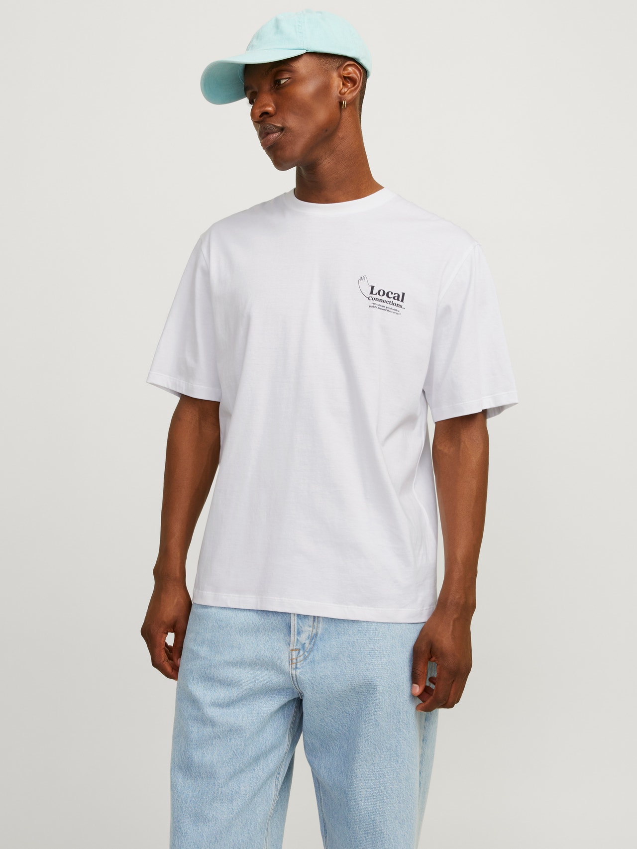 Jack & Jones Printed Crew neck T-shirt -Bright White - 12263606