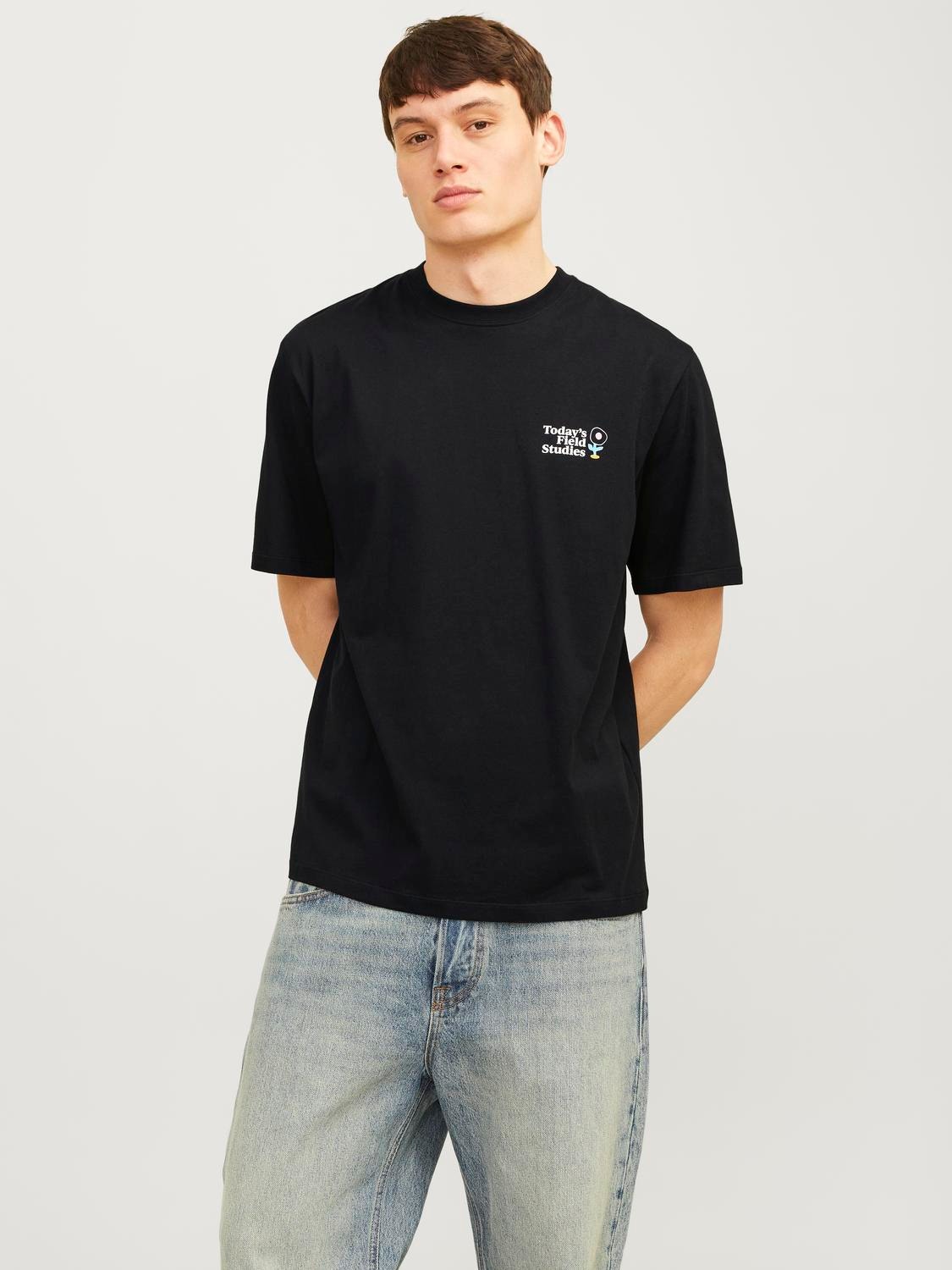 Jack & Jones Printed Crew neck T-shirt -Black - 12263606