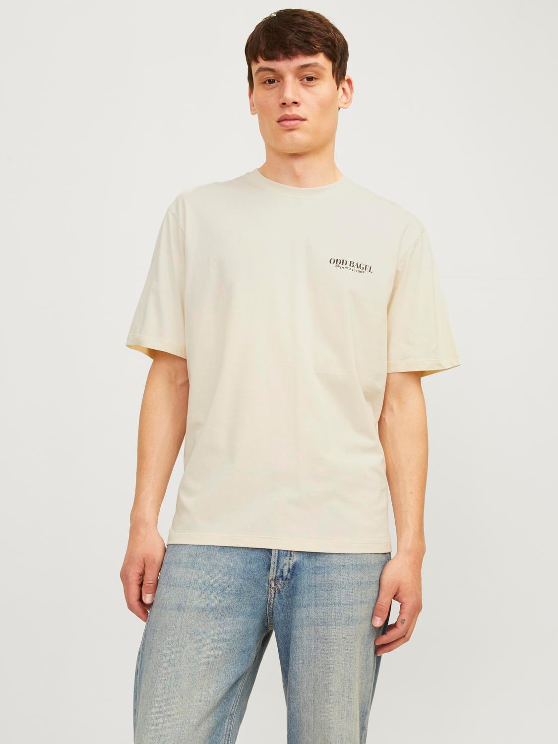 Jack & Jones Gedrukt Ronde hals T-shirt -Buttercream - 12263606