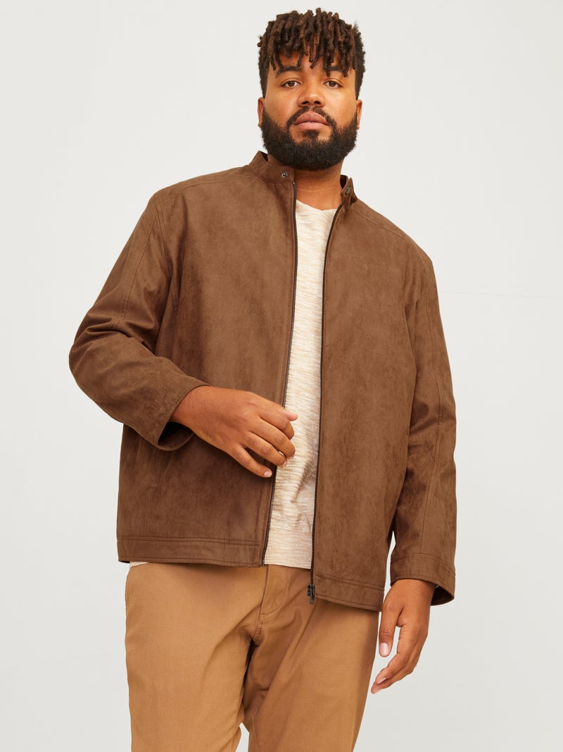 Plus Size Faux Leather Jacket