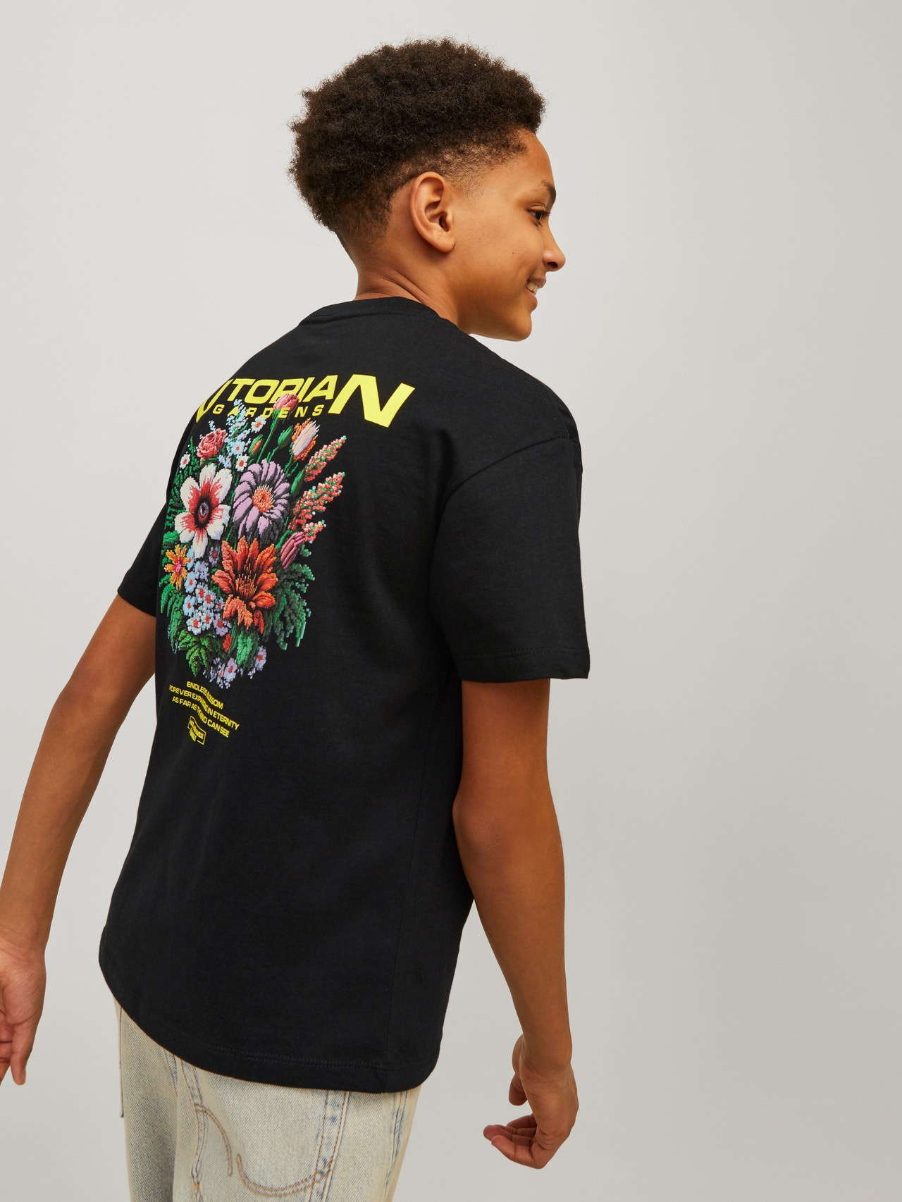 Jack & Jones Nadruk T-shirt Dla chłopców -Black - 12264191