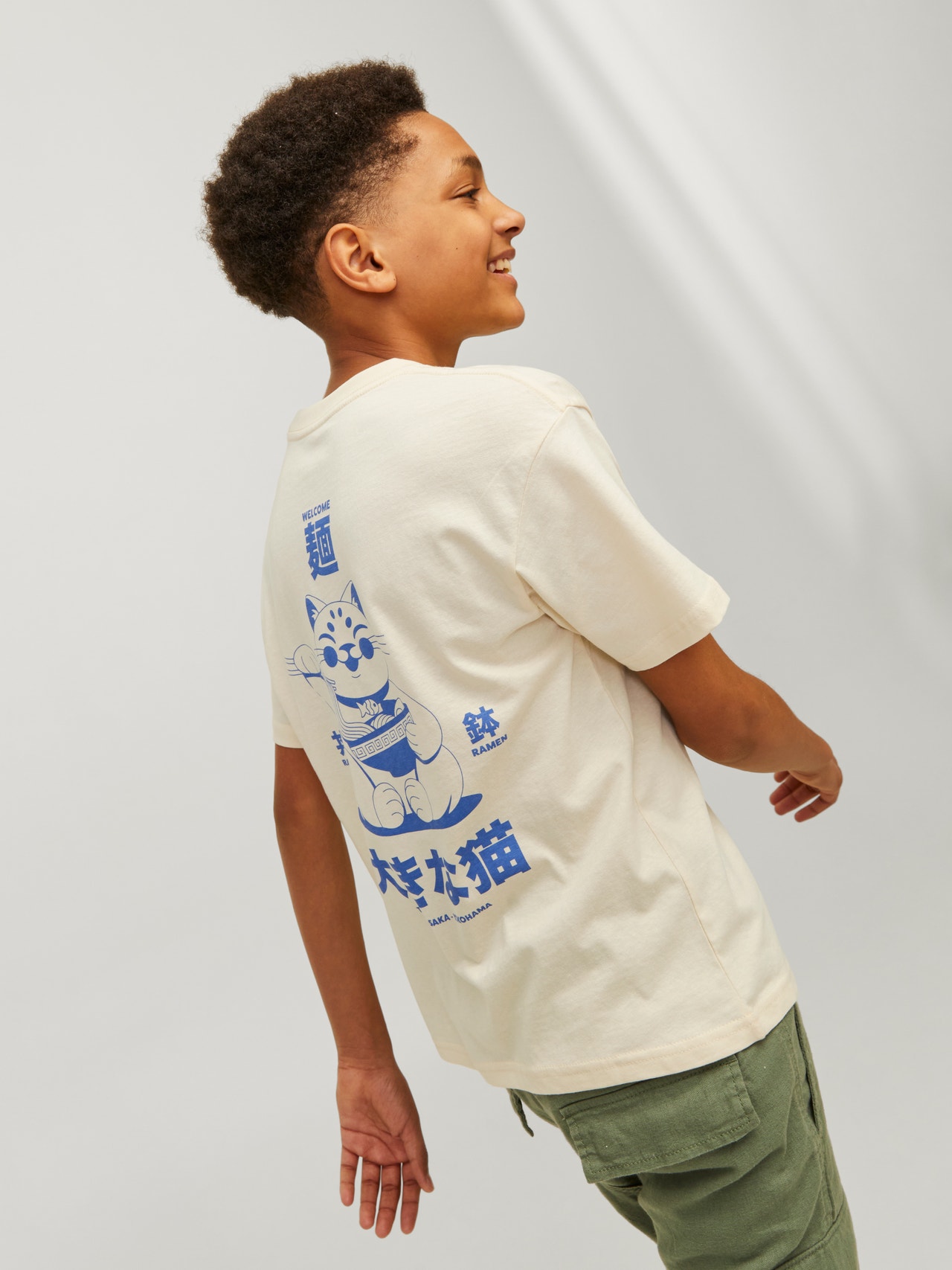 Jack & Jones Nadruk T-shirt Dla chłopców -Buttercream - 12264214