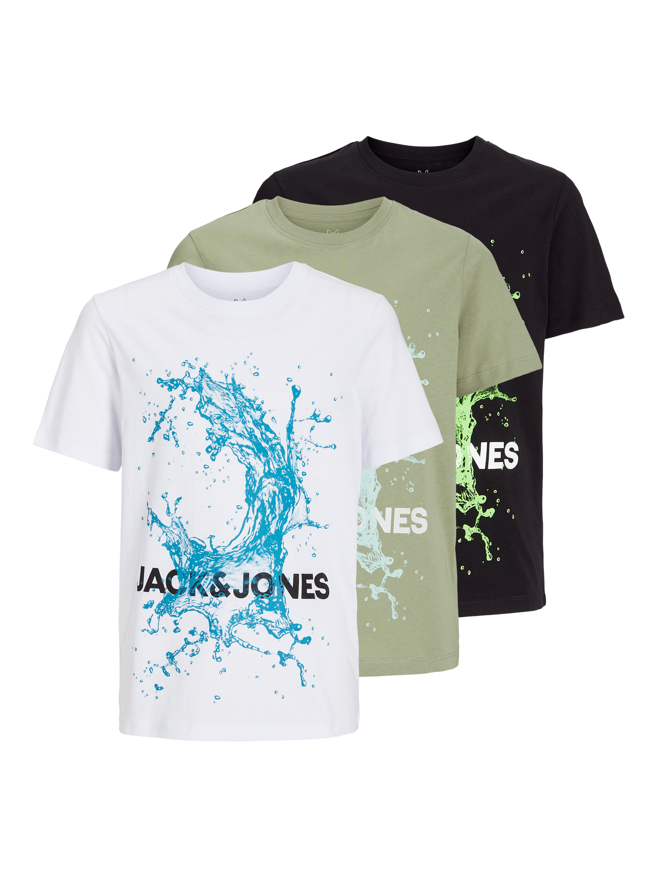 Jack & Jones 3-pack Logotyp T-shirt För pojkar -Desert Sage - 12264264