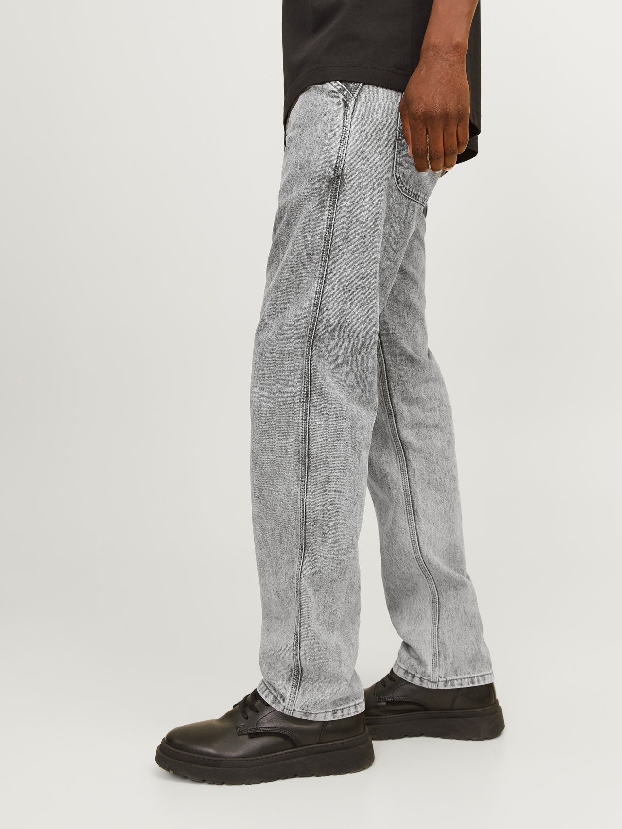 Jack & Jones JJICHRIS JJWORKER AM 421 Relaxed Fit Jeans -Grey Denim - 12264501