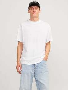 Jack & Jones 2-balení Bez vzoru Kulatý Tričko -White - 12264845