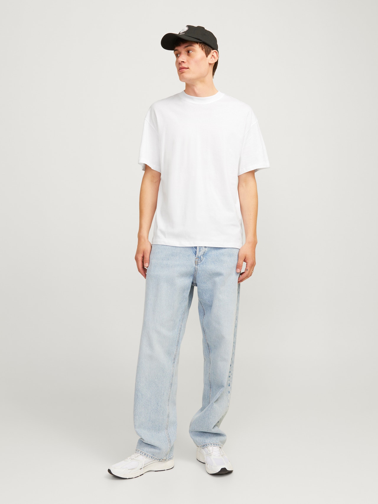 Jack & Jones 2-balení Bez vzoru Kulatý Tričko -White - 12264845