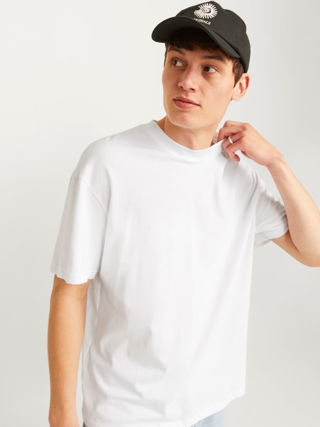 Jack & Jones 2-balení Bez vzoru Kulatý Tričko -White - 12264845