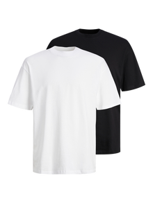 Jack & Jones 2-pak Gładki Okrągły dekolt T-shirt -Black - 12264845