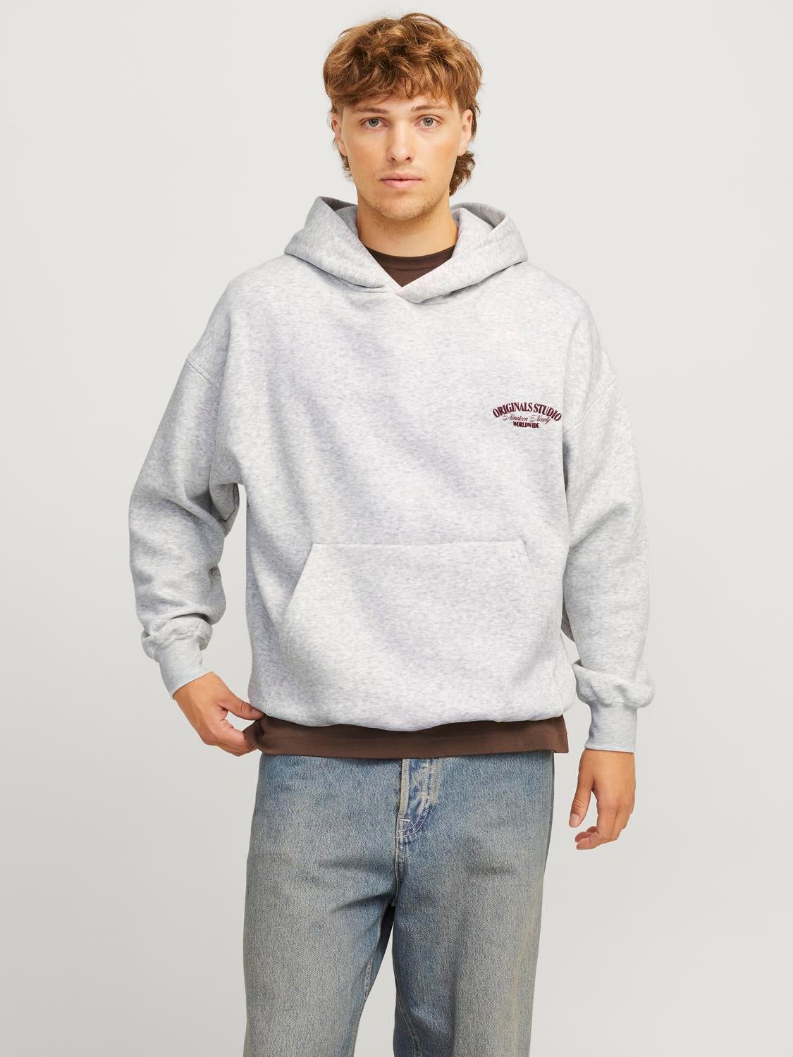 Printed Hoodie Medium Grey Jack Jones