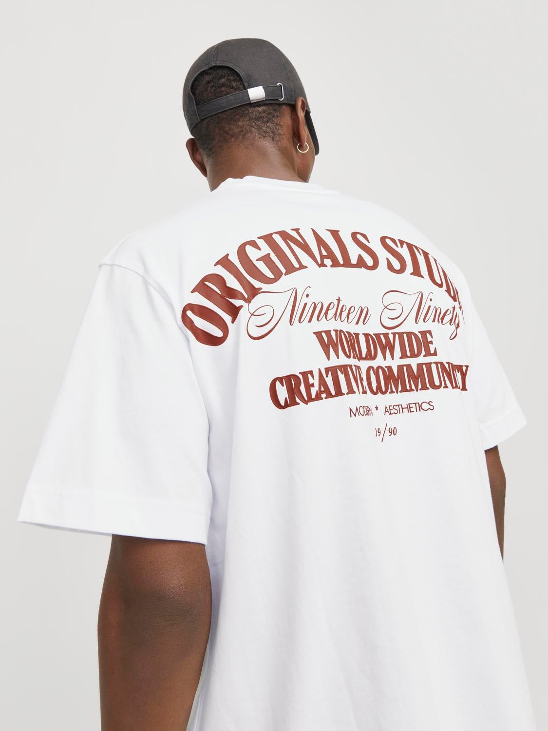 【冬バーゲン★特別送料無料！】 Printed Crew neck T-shirt | White | Jack & Jones® シャツ/ブラウス(半袖/袖なし)