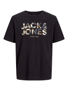 Jack & Jones Logo Ümmargune kaelus T-särk -Black - 12266155
