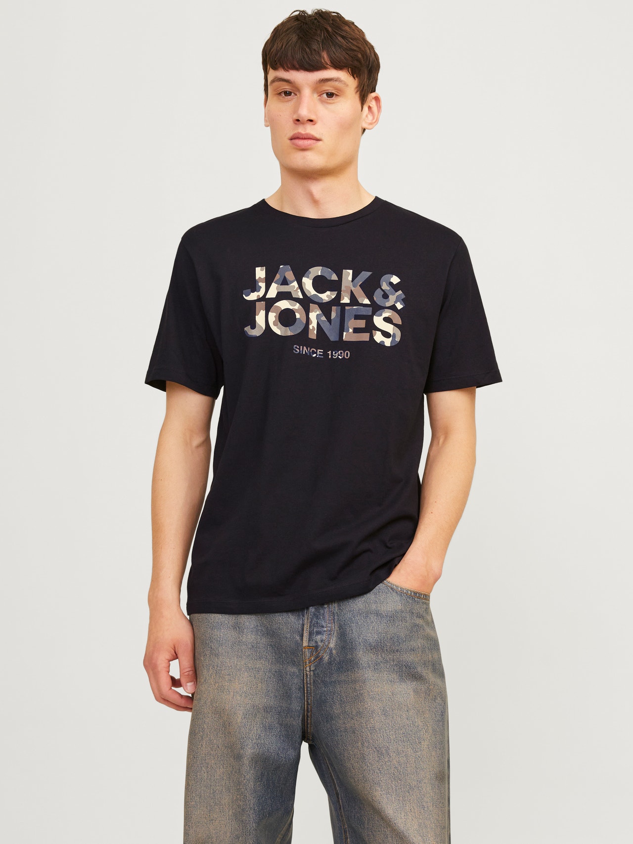 Jack & Jones Camiseta Logotipo Cuello redondo -Black - 12266155