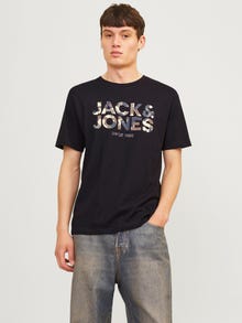 Jack & Jones Logotipas Apskritas kaklas Marškinėliai -Black - 12266155