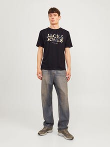 Jack & Jones Logo Ümmargune kaelus T-särk -Black - 12266155