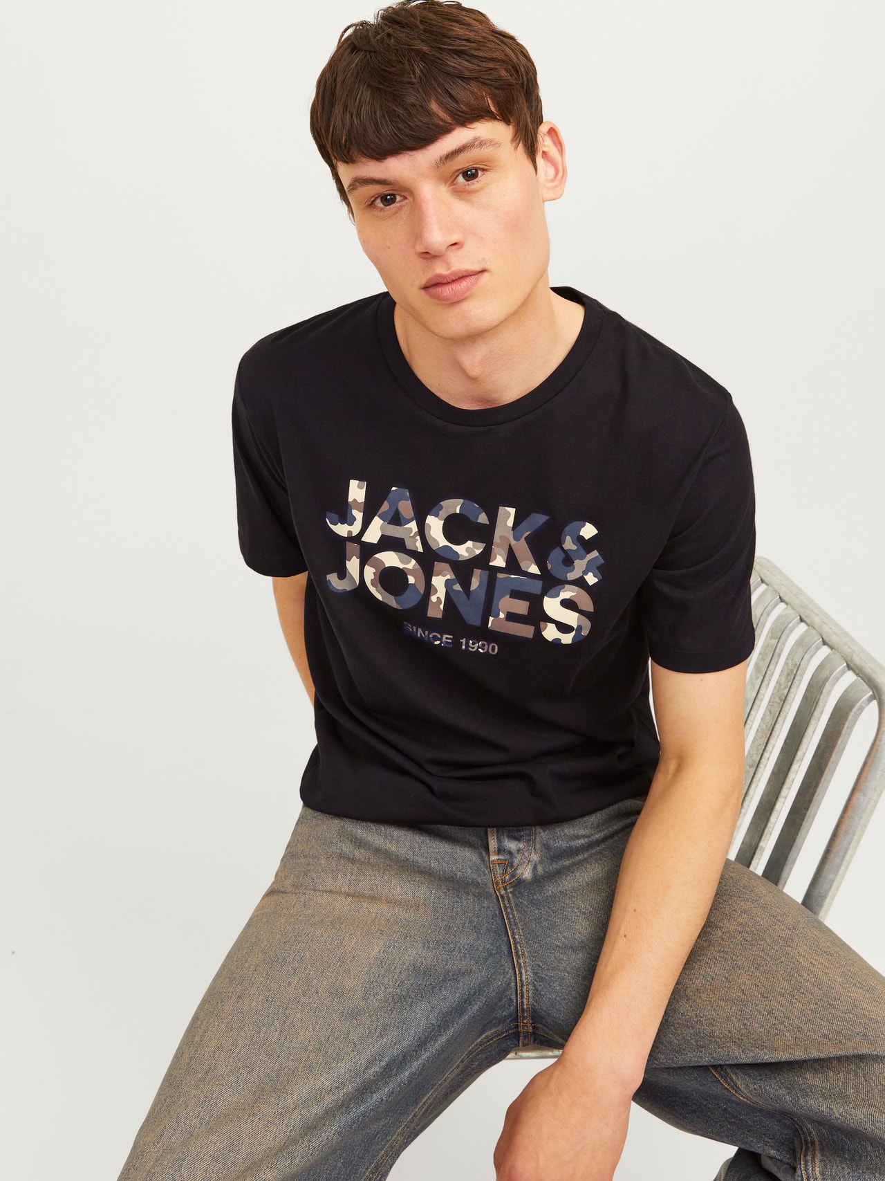 Jack & Jones Logo Crew neck T-shirt -Black - 12266155