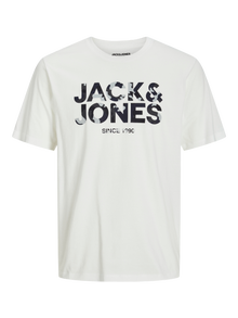 Jack & Jones Logo Crew neck T-shirt -Cloud Dancer - 12266155