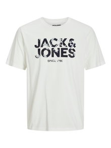 Jack & Jones Logotipas Apskritas kaklas Marškinėliai -Cloud Dancer - 12266155