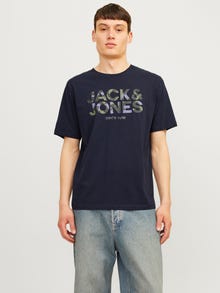 Jack & Jones Logo Pyöreä pääntie T-paita -Navy Blazer - 12266155