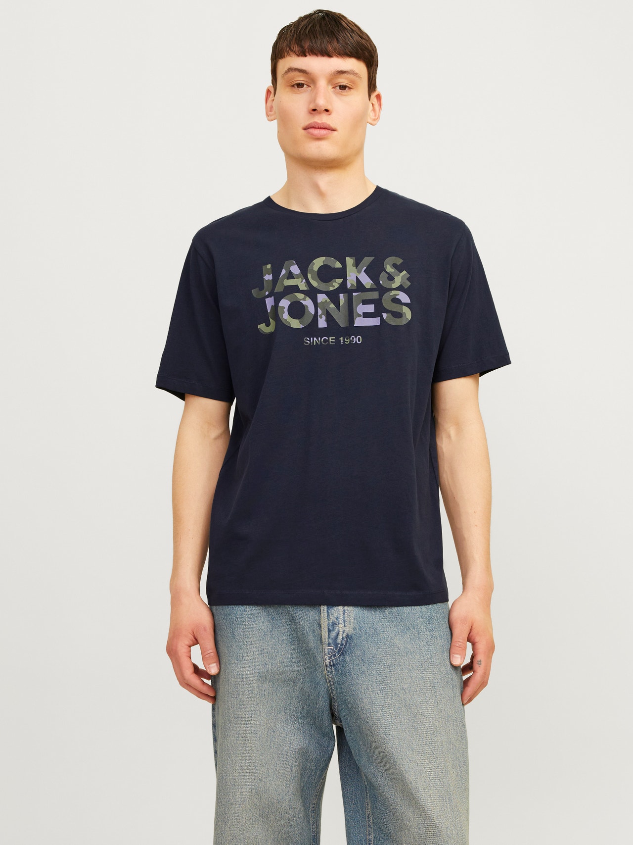 Jack & Jones Logotipas Apskritas kaklas Marškinėliai -Navy Blazer - 12266155
