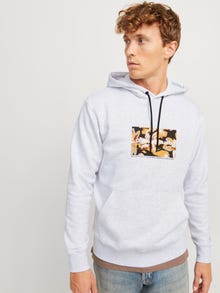 Jack & Jones Bedrukt Hoodie -White Melange - 12266801