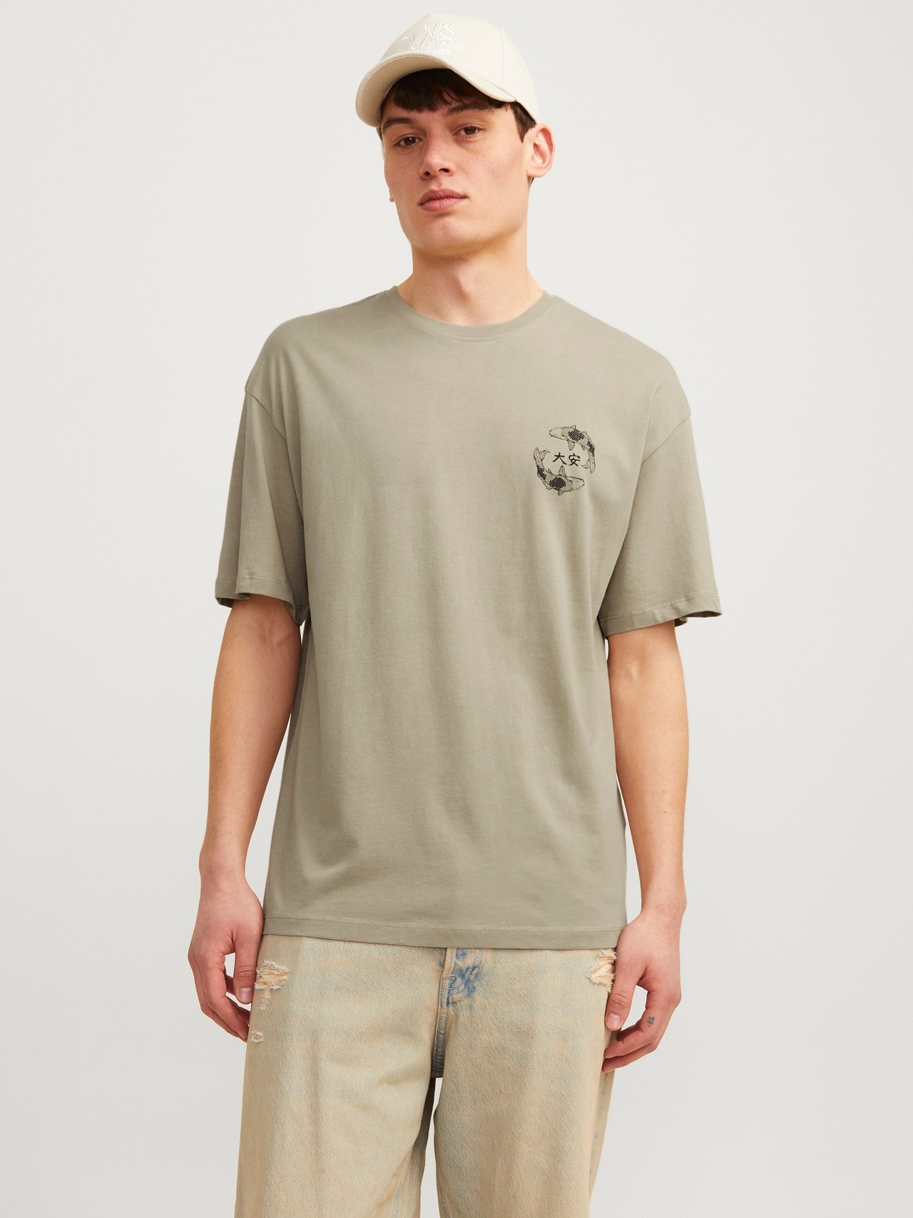 Jack & Jones Bedrukt Ronde hals T-shirt -Crockery - 12267274