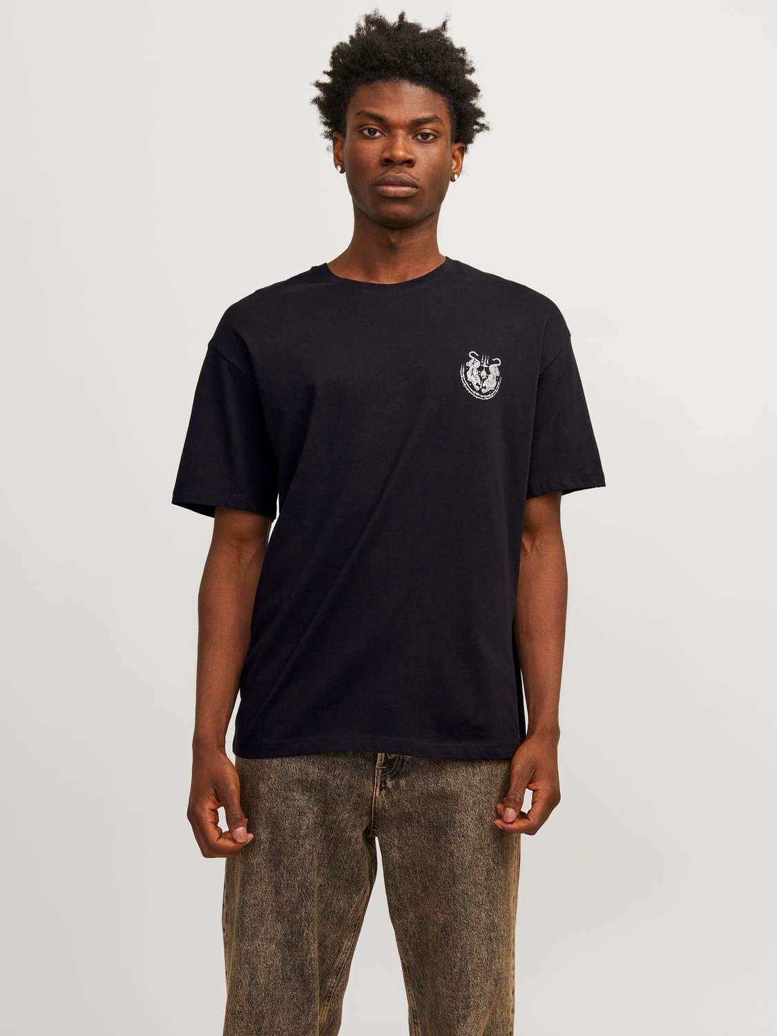 Jack & Jones T-shirt Estampar Decote Redondo -Black - 12267274