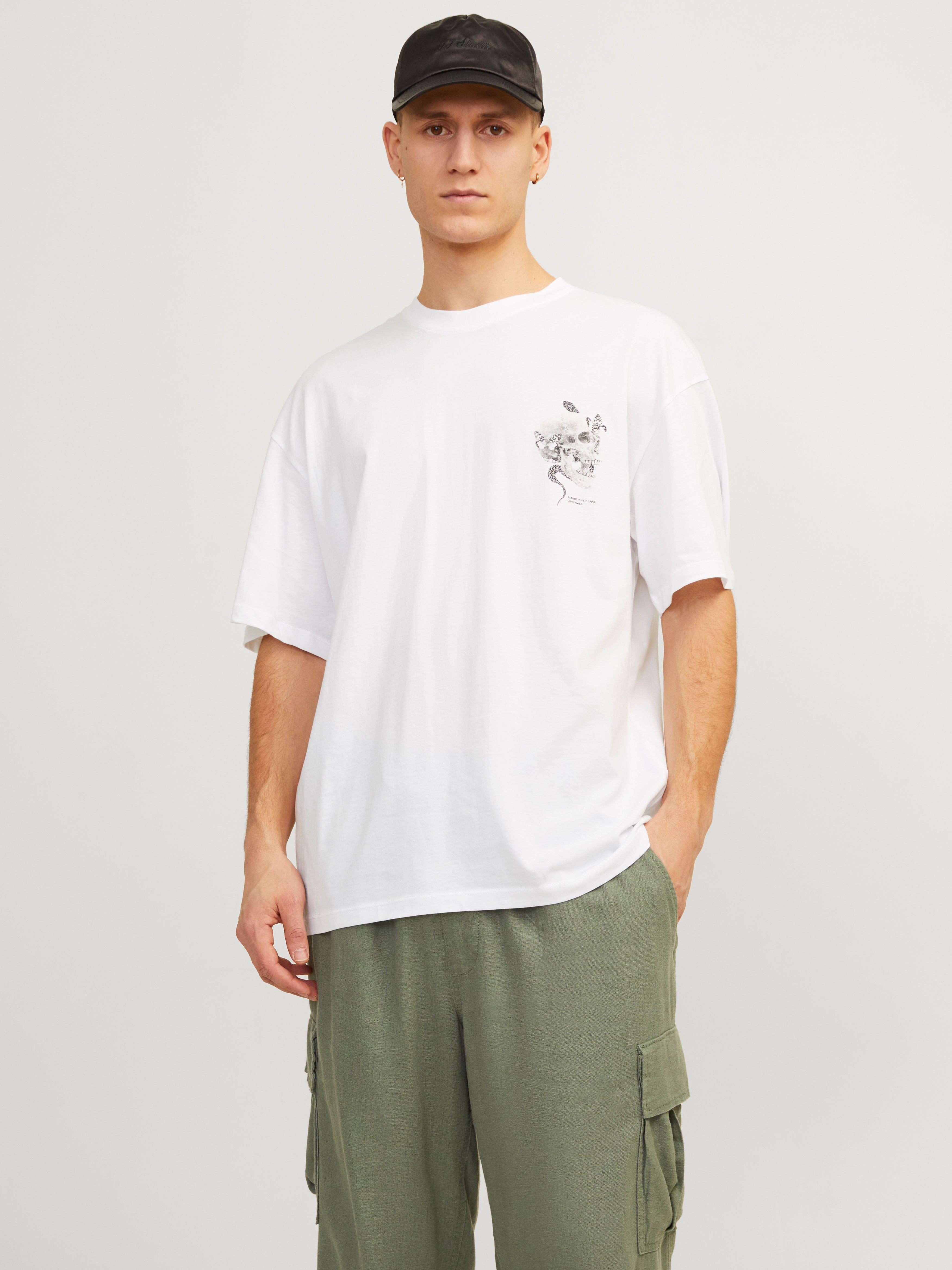 Jack & Jones Printed Crew neck T-shirt -Bright White - 12267282