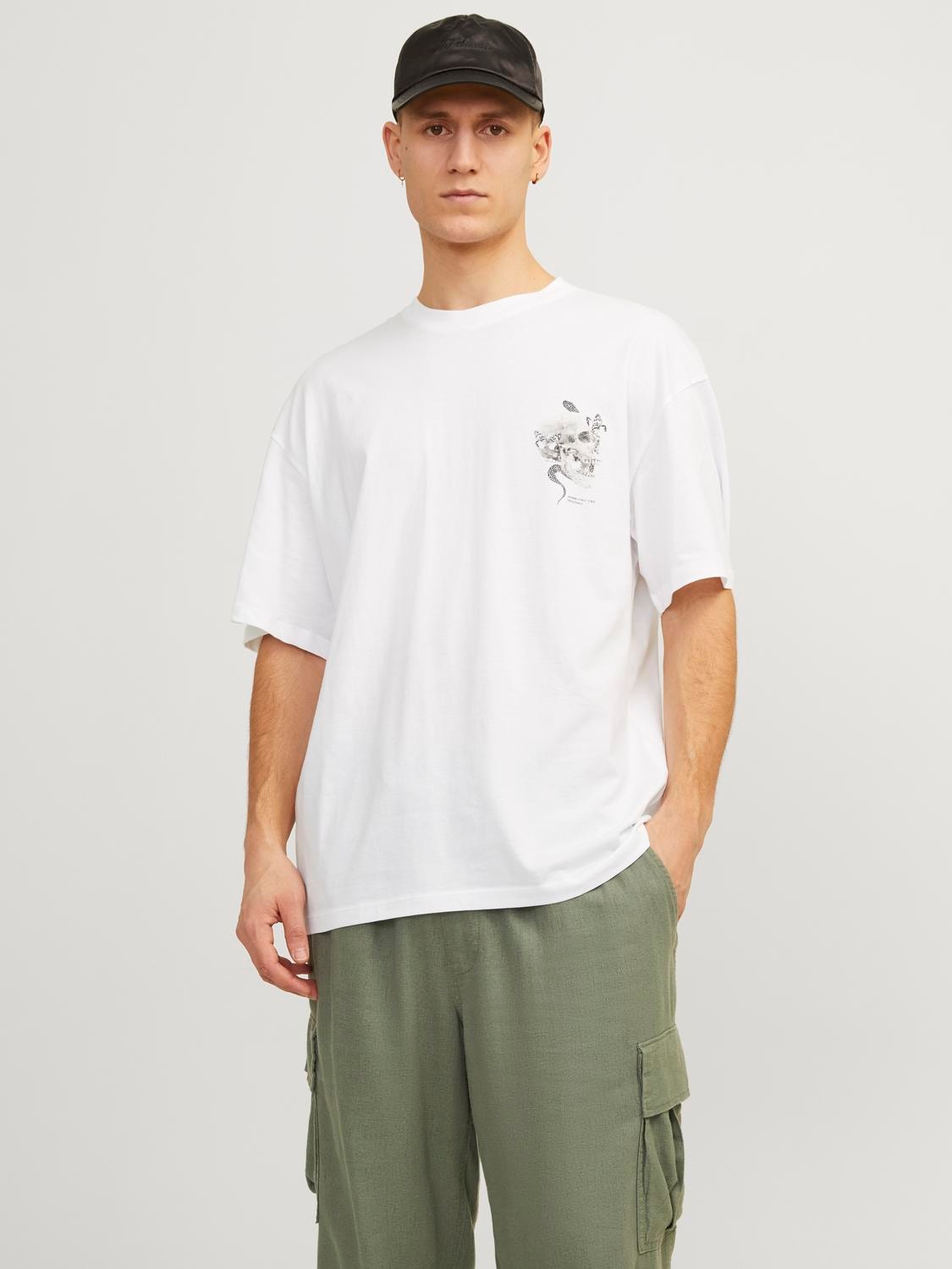 Jack & Jones T-shirt Stampato Girocollo -Bright White - 12267282