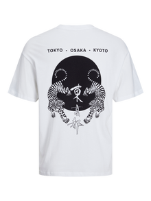 Jack & Jones Tryck Rundringning T-shirt -Bright White - 12267283