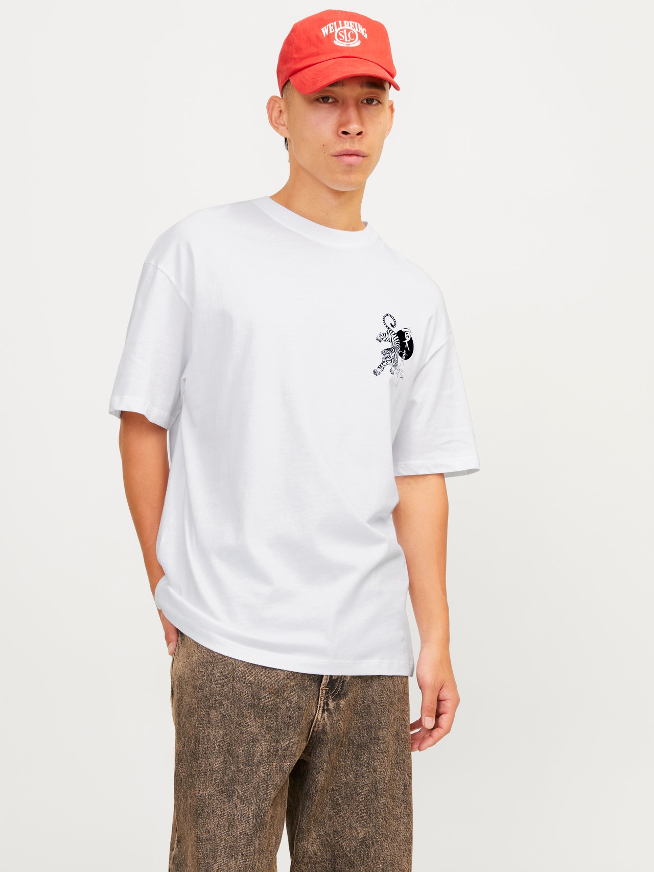 Jack & Jones Potištěný Kruhový výstřih Tričko -Bright White - 12267283