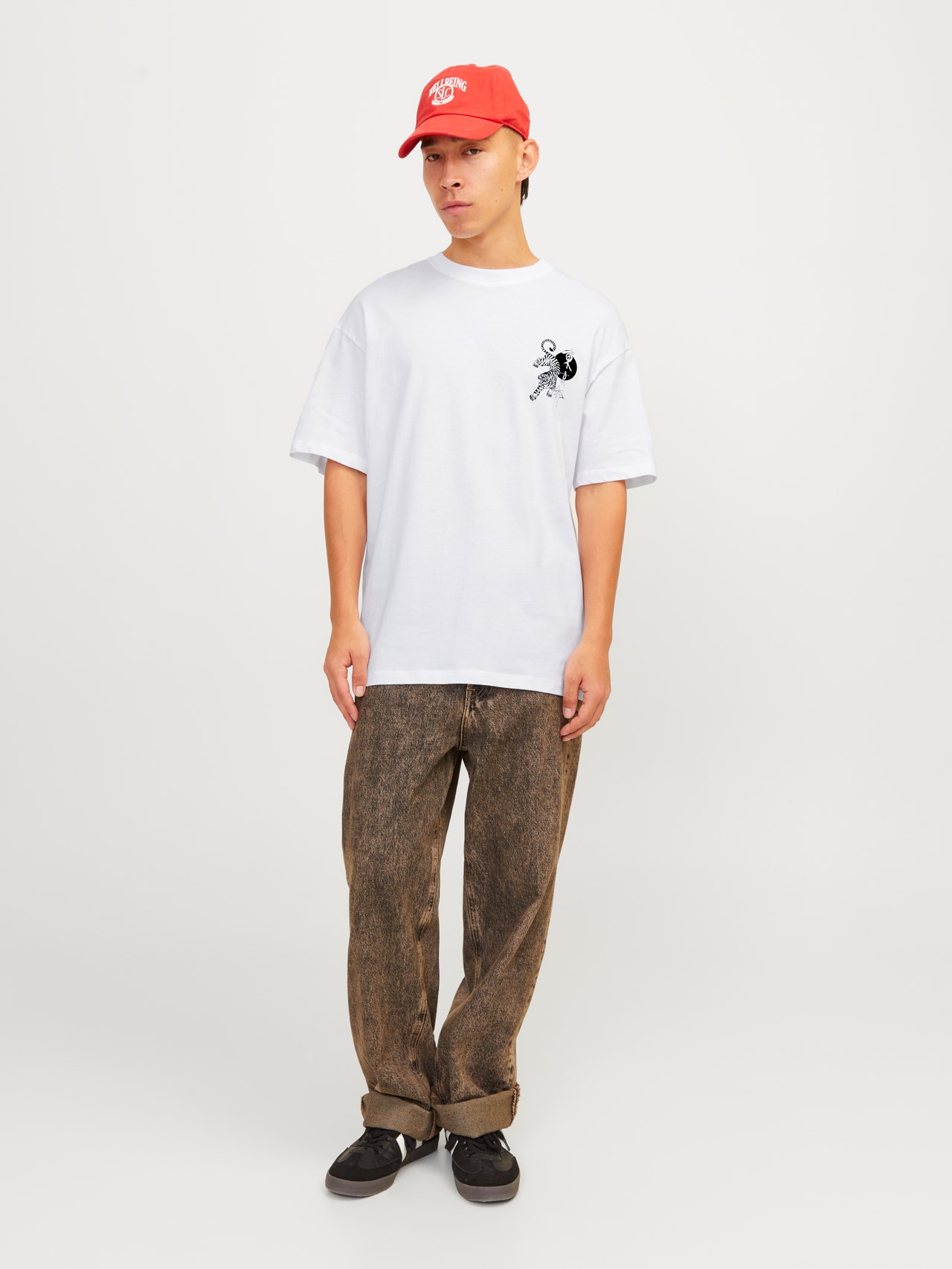 Jack & Jones Nyomott mintás Környak Trikó -Bright White - 12267283