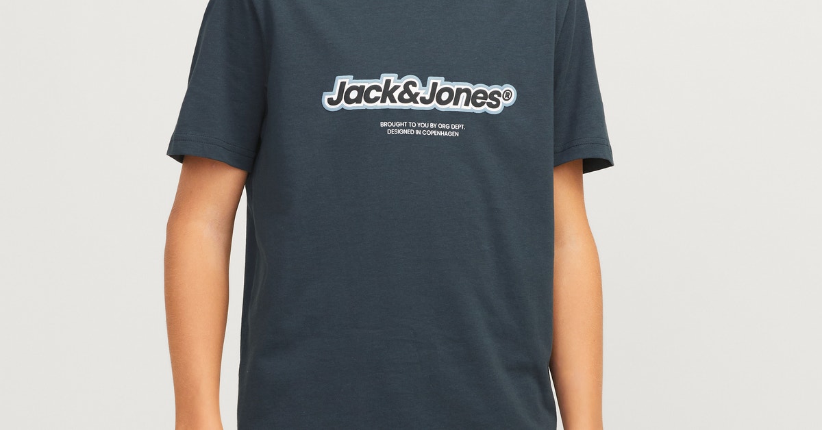 JACK & JONES Junior T-Shirt Logo Garçon – 100% Coton, Coupe Décontractée, Manches Courtes