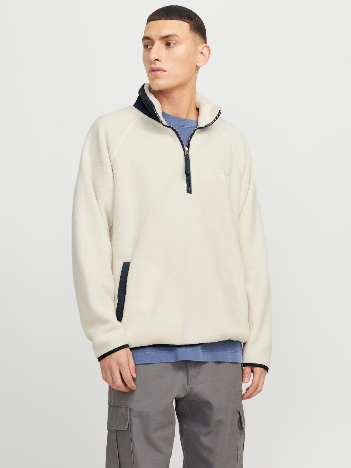 Einfarbig Fleece Sweatshirt