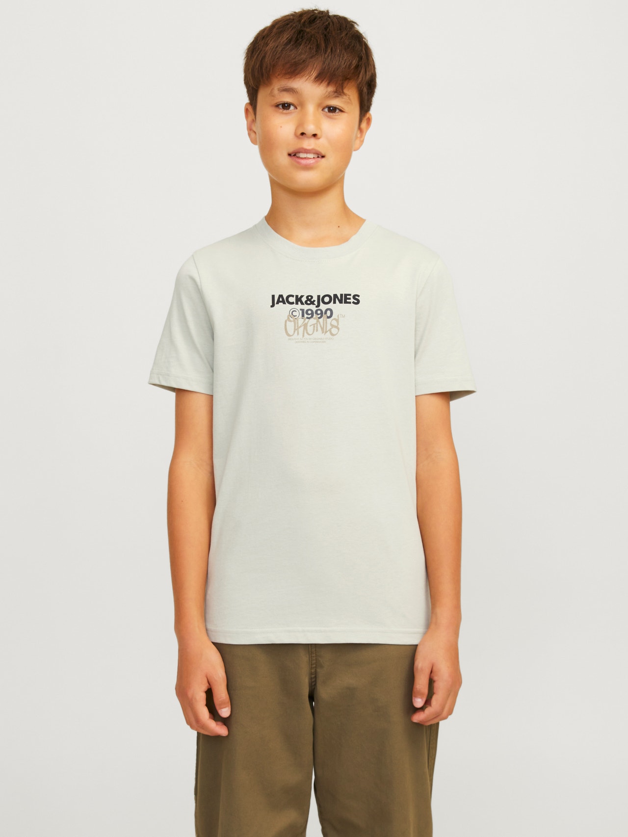 Jack & Jones Z logo T-shirt Dla chłopców -Mineral Gray - 12267558