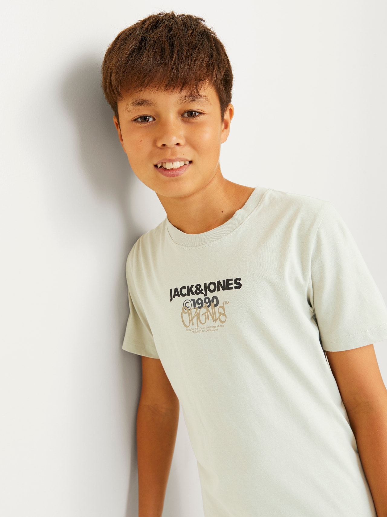 Jack & Jones Z logo T-shirt Dla chłopców -Mineral Gray - 12267558