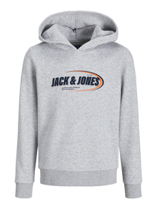 Jack & Jones Hoodie Logo Junior -Light Grey Melange - 12267658