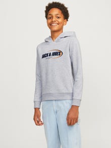 Jack & Jones Hoodie Logo Junior -Light Grey Melange - 12267658